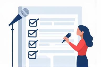 Stylized checklist graphic related to media interviews